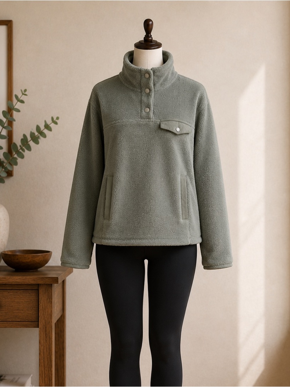 Cozy 32 Degrees HEAT Sage Fleece Pullover S Gorpcore Outdoor Cabin